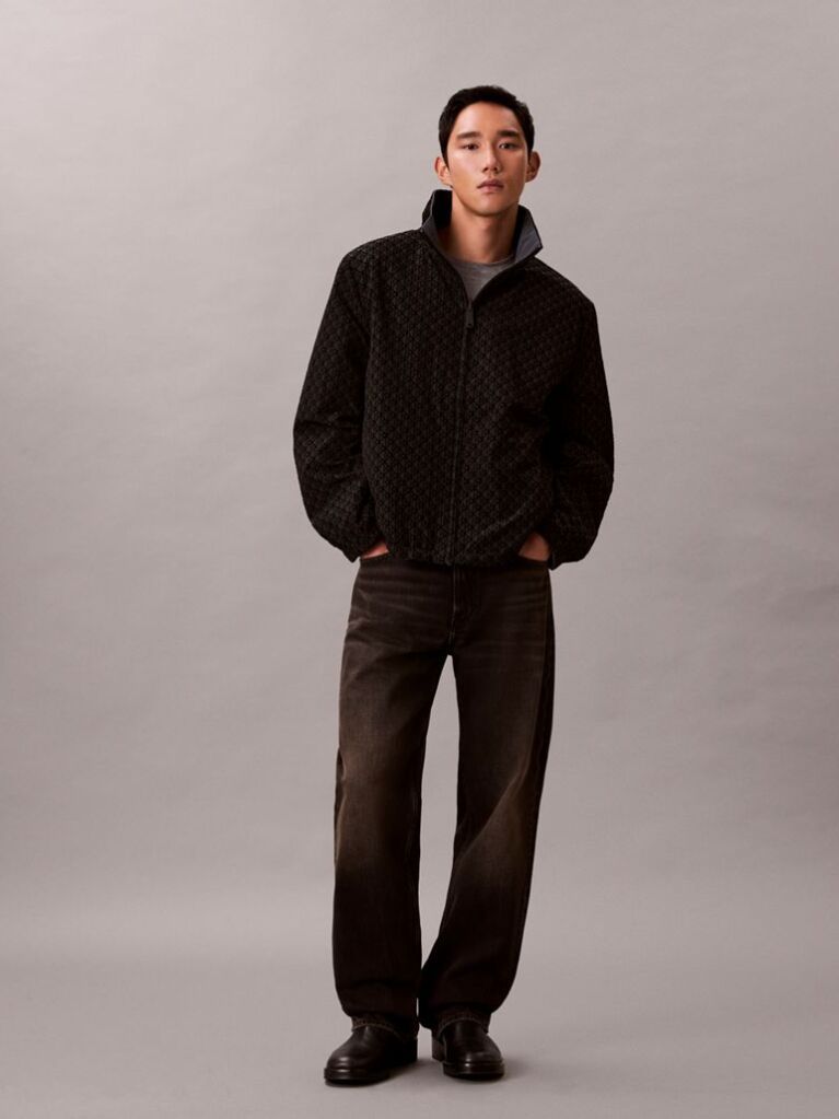 Black Long-Sleeve Nylon Reversible Jacket  Men