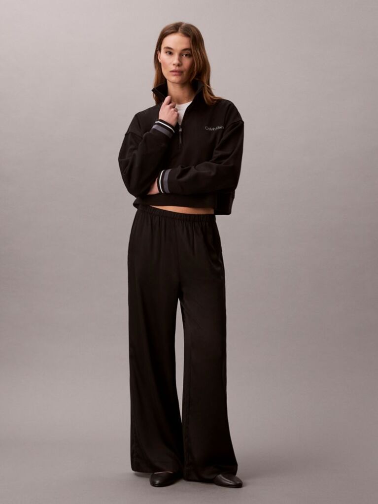 Black French Terry 1/4 Zip Sweatshirt  Women
