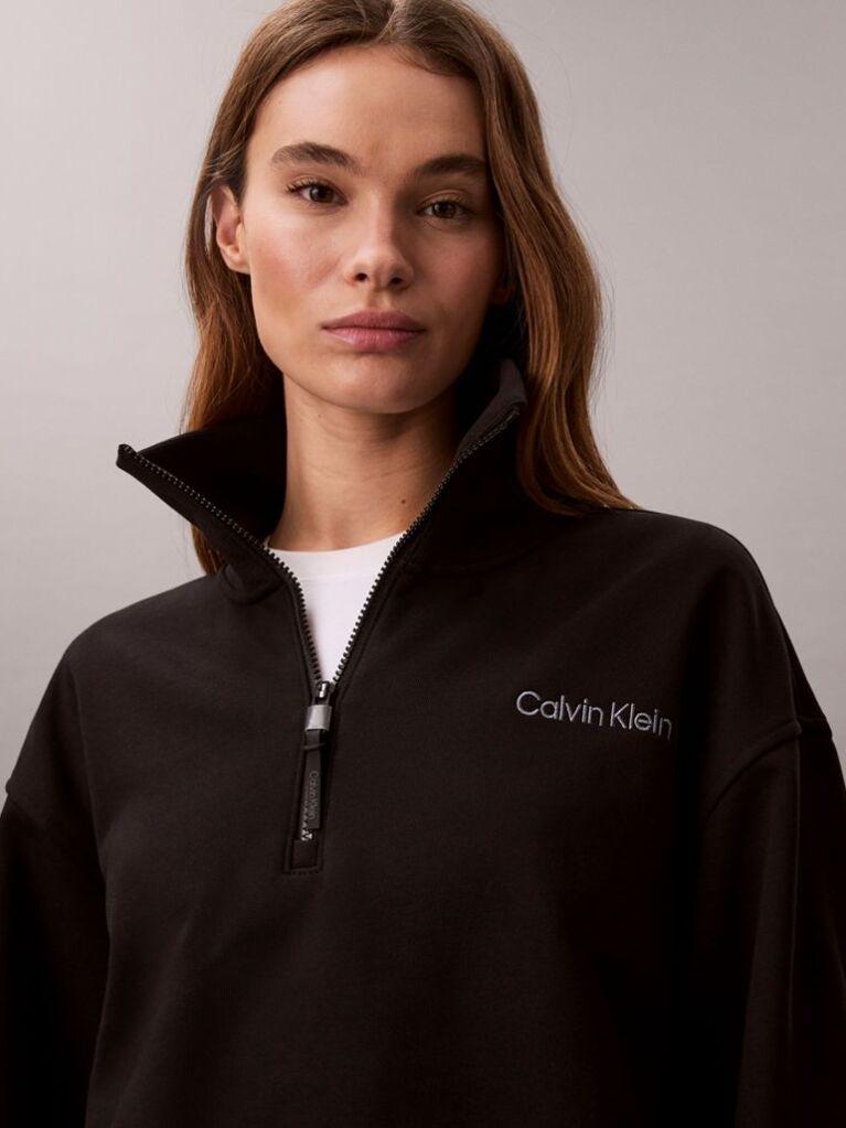 Black French Terry 1/4 Zip Sweatshirt  Women