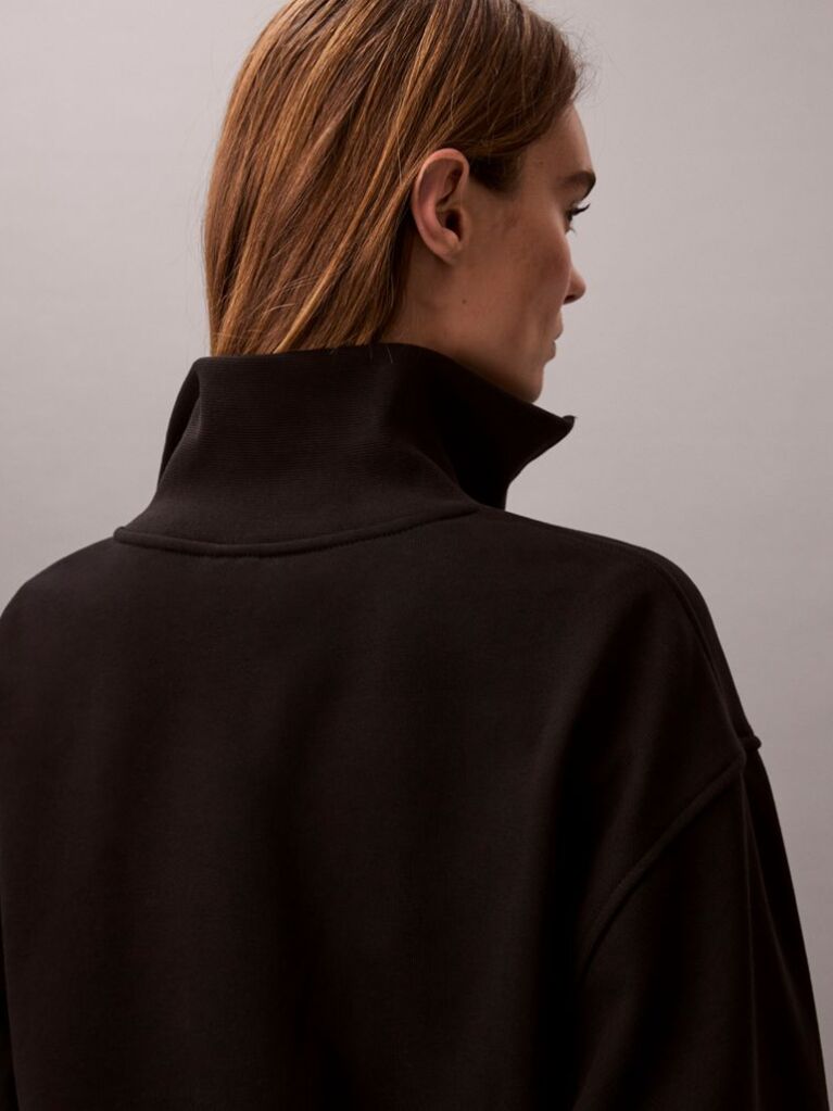 Black French Terry 1/4 Zip Sweatshirt  Women