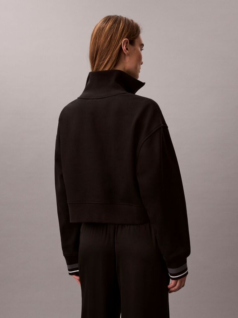 Black French Terry 1/4 Zip Sweatshirt  Women