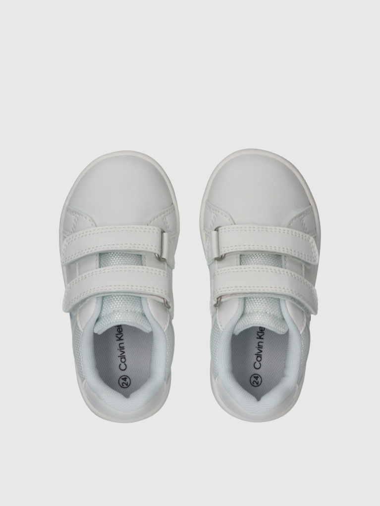White Low Cut Velcro Sneaker  Kids Unisex