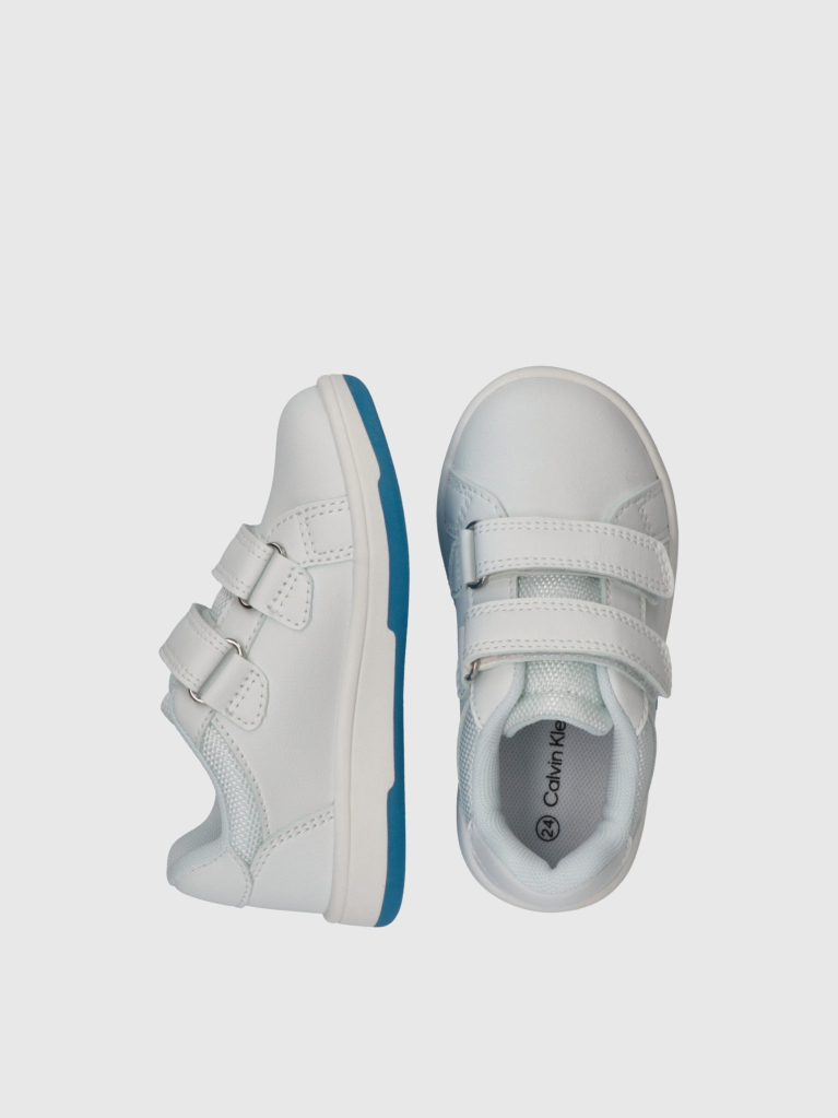 White Low Cut Velcro Sneaker  Kids Unisex