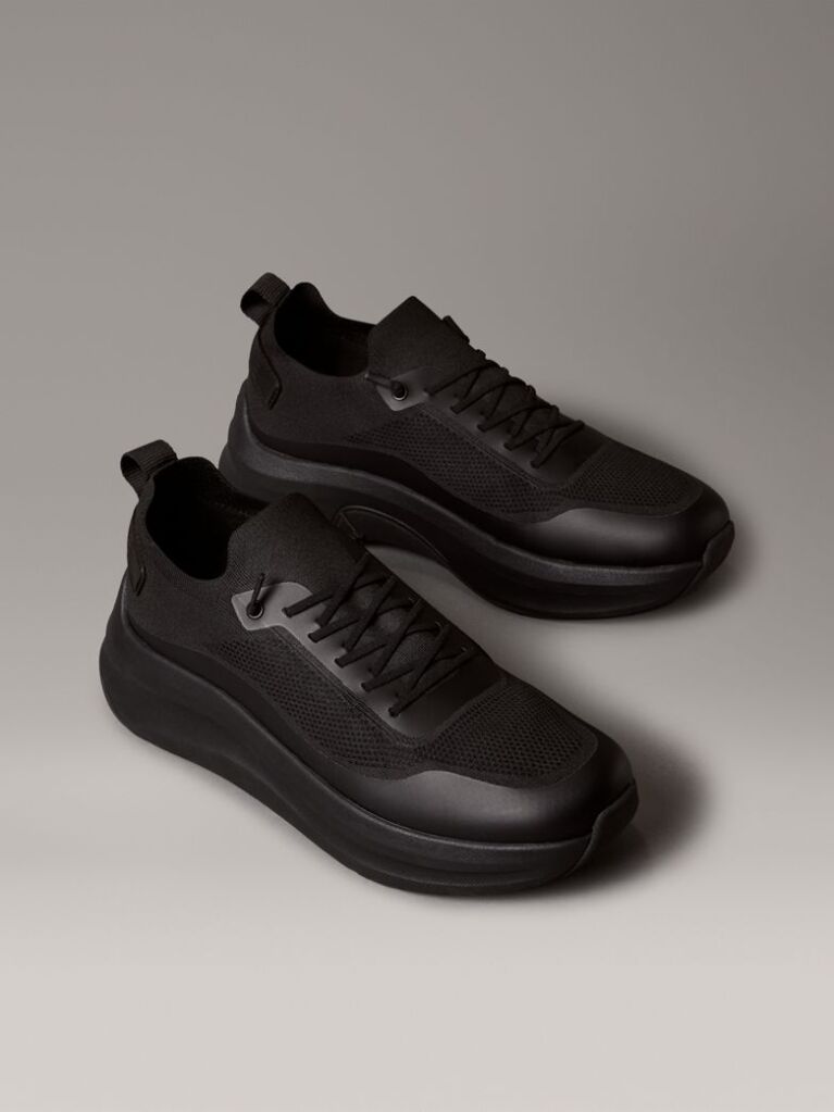 Μαύρο Chunky Sneakers Με Ελαστικό Δίχτυ Στον Αστράγαλο  Άνδρας