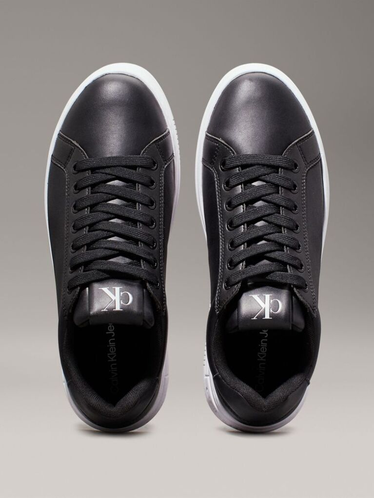 Μαύρο Δερμάτινα Sneakers Με Πλατφόρμα  Γυναίκα