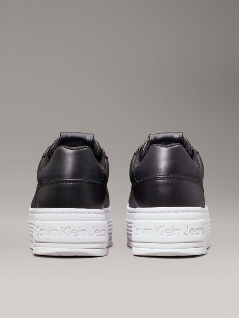 Μαύρο Δερμάτινα Sneakers Με Πλατφόρμα  Γυναίκα