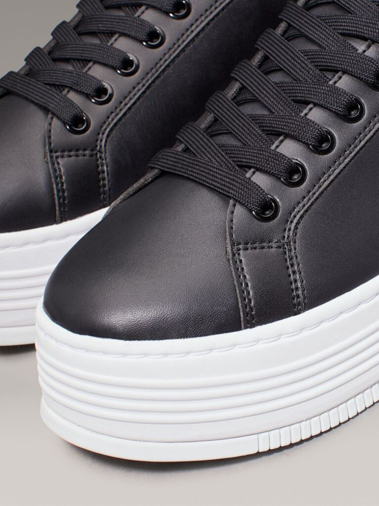 Μαύρο Δερμάτινα Sneakers Με Πλατφόρμα  Γυναίκα