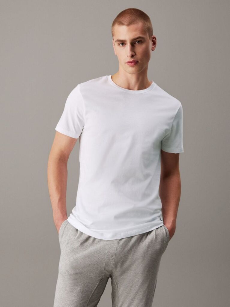Λευκό Σετ 3 T-Shirts Με Κανονική Λαιμόκοψη - Cotton Classics  Άνδρας