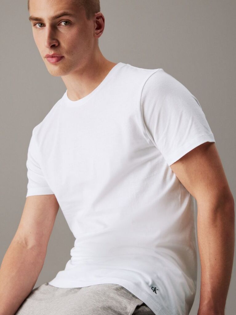 Λευκό Σετ 3 T-Shirts Με Κανονική Λαιμόκοψη - Cotton Classics  Άνδρας
