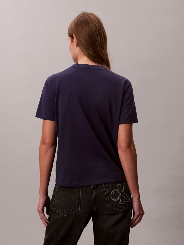 Μπλε Κλασικό T-Shirt Με Foil Λογότυπο  Γυναίκα