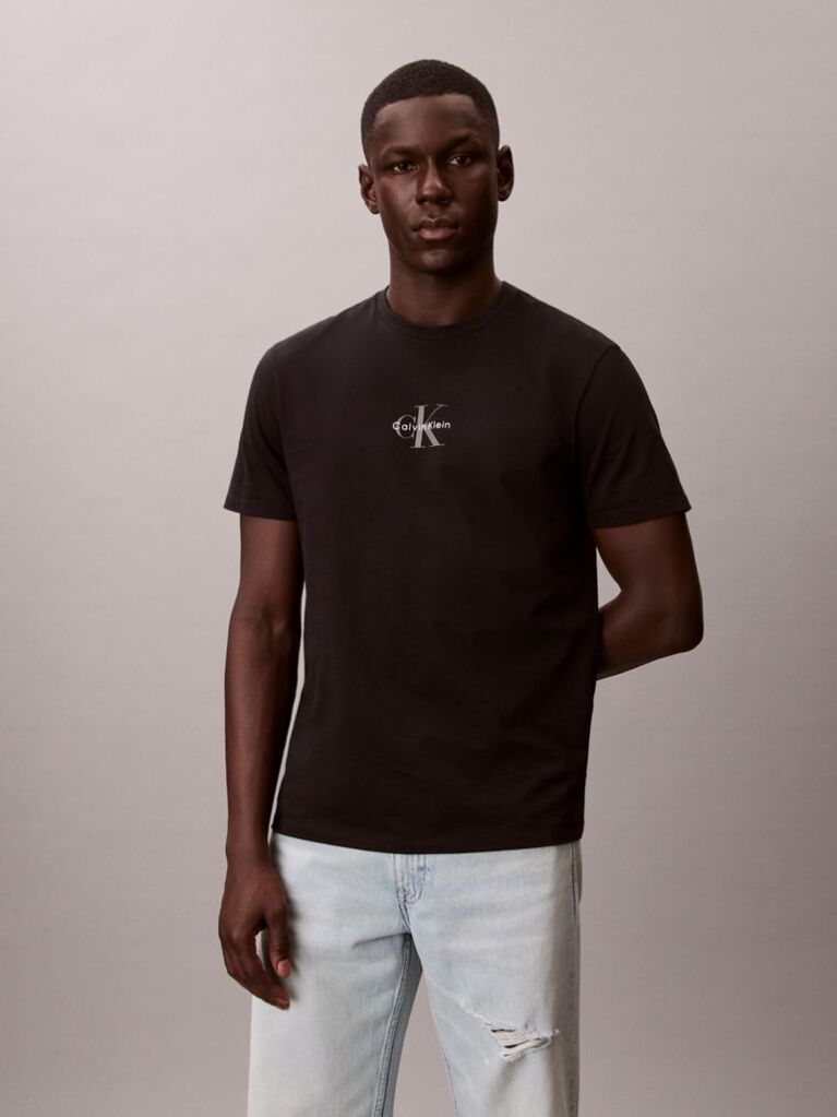 Μαύρο T-shirt Με Μονόγραμμα  Άνδρας