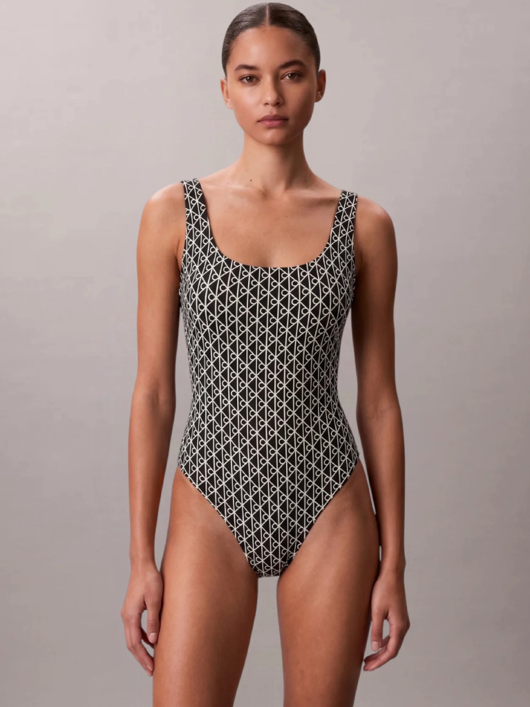 Black Scoop Back Swimsuit - CK Icon  Women