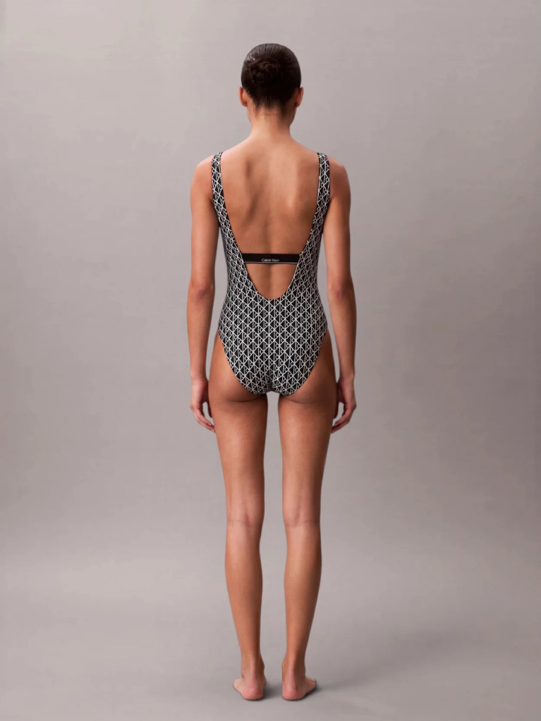Black Scoop Back Swimsuit - CK Icon  Women