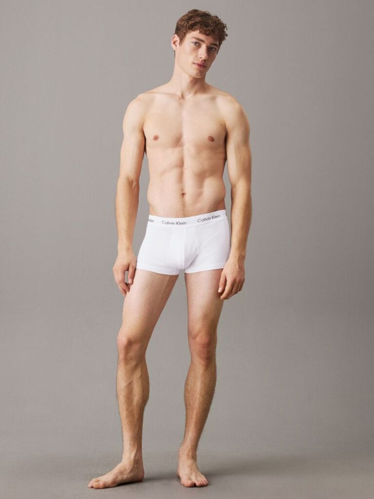 Λευκό Σετ 3 Χαμηλόμεσα Μπόξερ - Cotton Stretch  Άνδρας