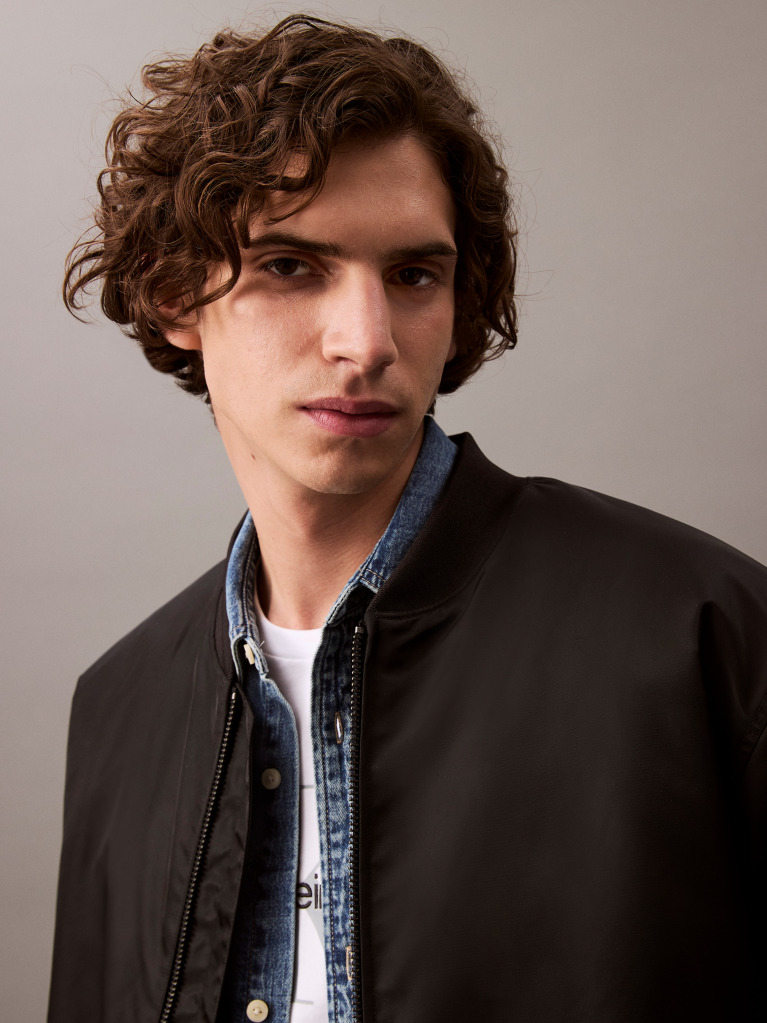 Black Padded Nylon Bomber Jacket  Men
