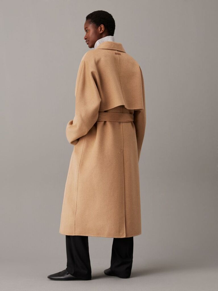 Brown Double Face Wool Wrap Coat  Women