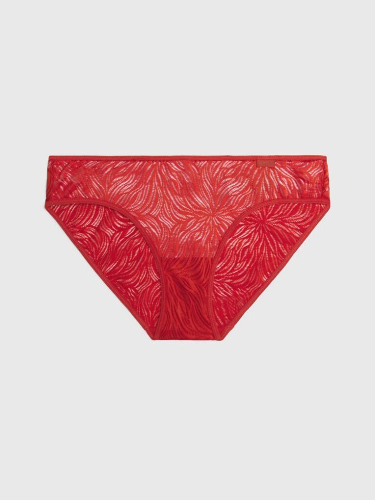 Red Bikini Briefs - Sheer Marquisette  Women