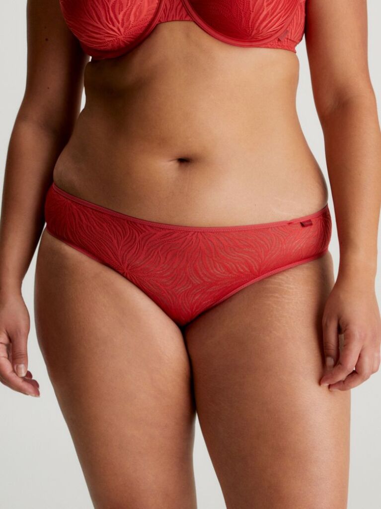 Red Bikini Briefs - Sheer Marquisette  Women