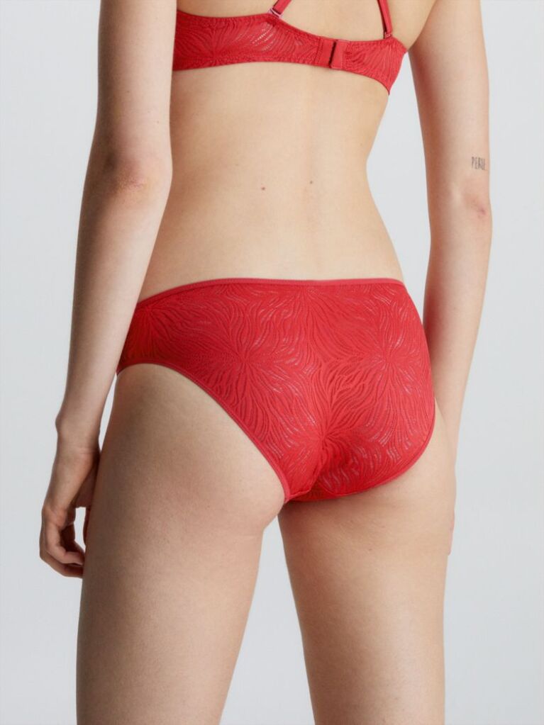 Red Bikini Briefs - Sheer Marquisette  Women