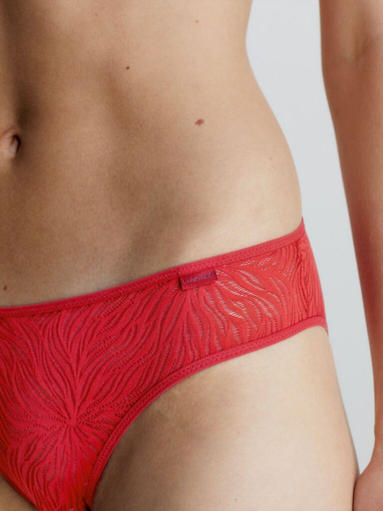Red Bikini Briefs - Sheer Marquisette  Women