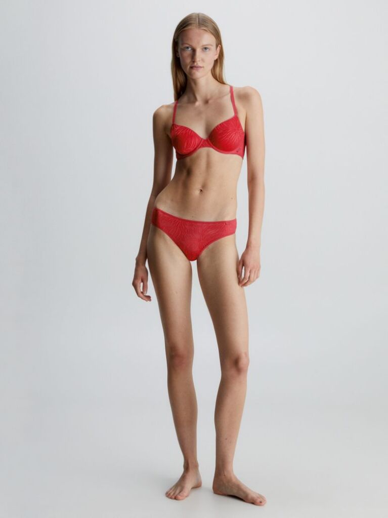 Red Bikini Briefs - Sheer Marquisette  Women