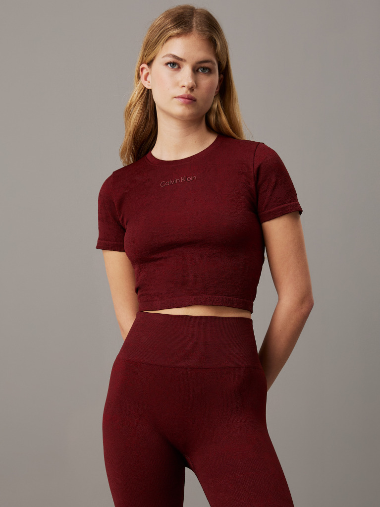 Red Cropped Gym T-shirt  Women