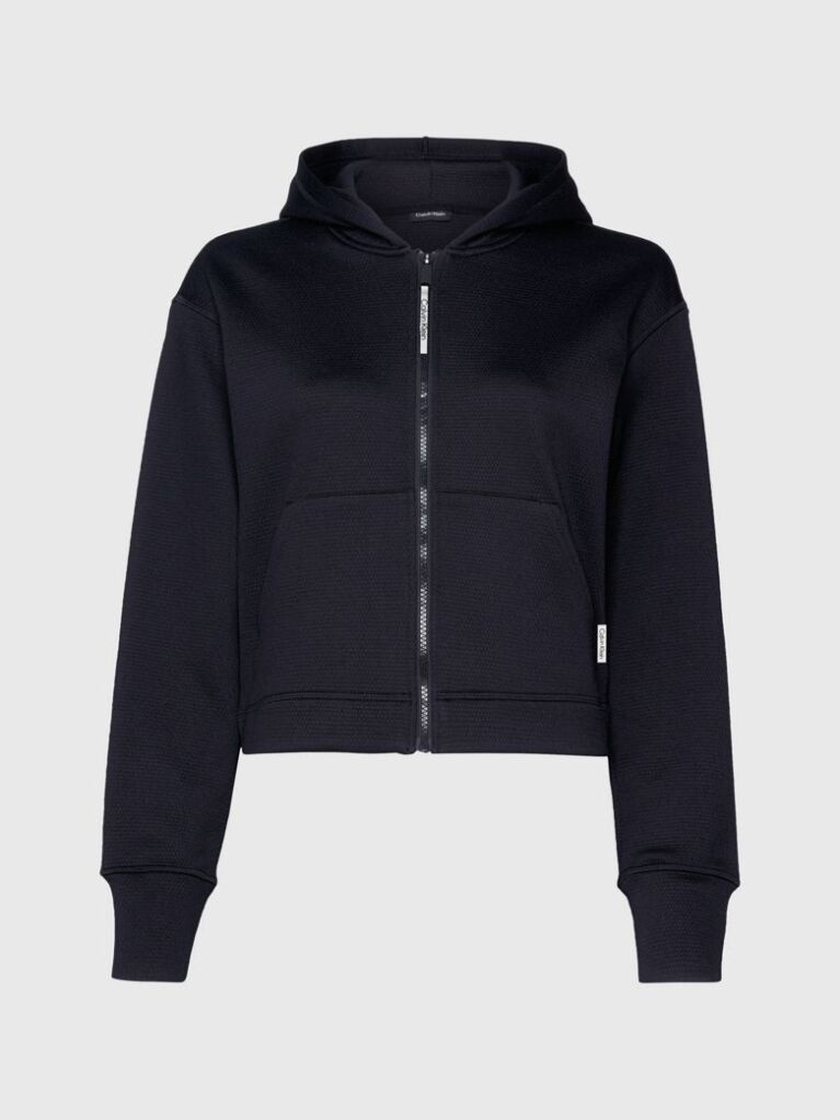 Black Cropped Zip Up Hoodie  Women
