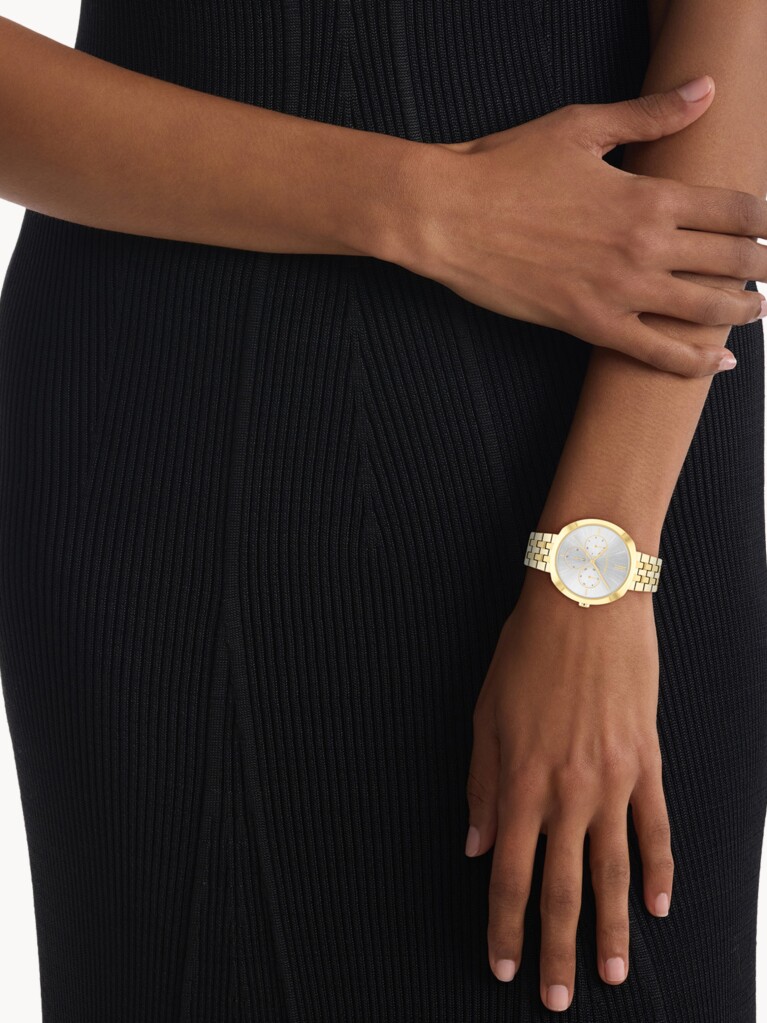 Silver Stainless Steel Gold Watch  Women