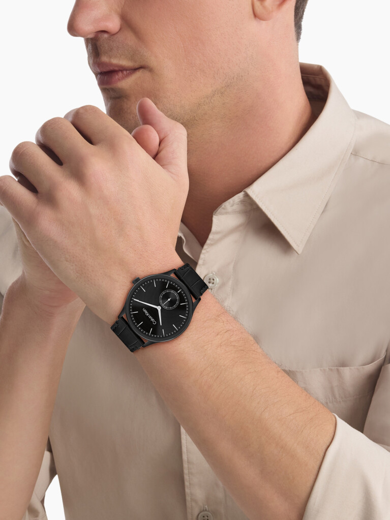 Black Leather Watch  Men