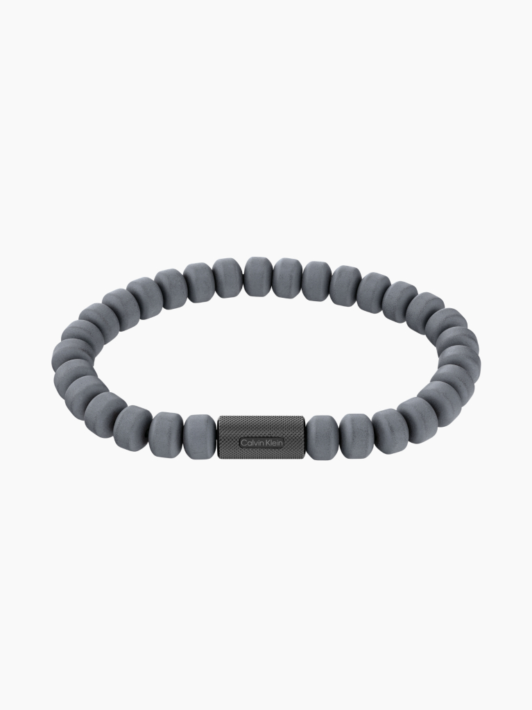 Grey Barrel Bead Bracelet  Men