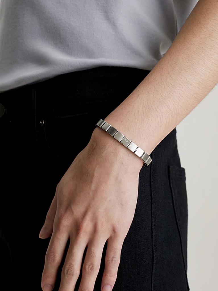 Silver Minimalistic Squares Link Bracelet  Men