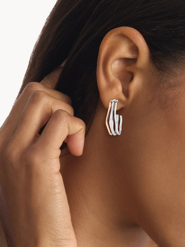 Multi Sculptural Stainless Steel Hoop Earrings  Women