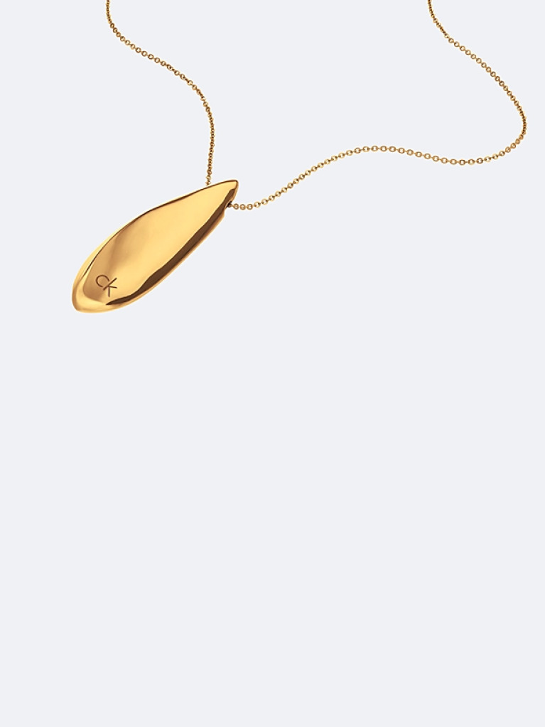 Gold Sculpted Pendant Necklace  Women