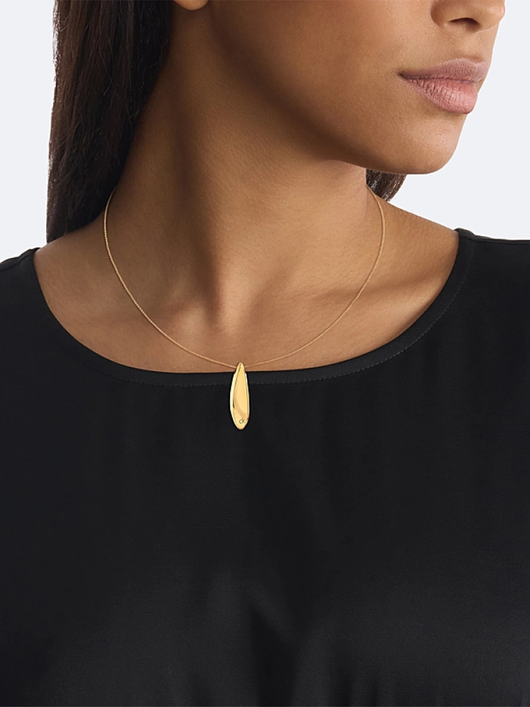 Gold Sculpted Pendant Necklace  Women