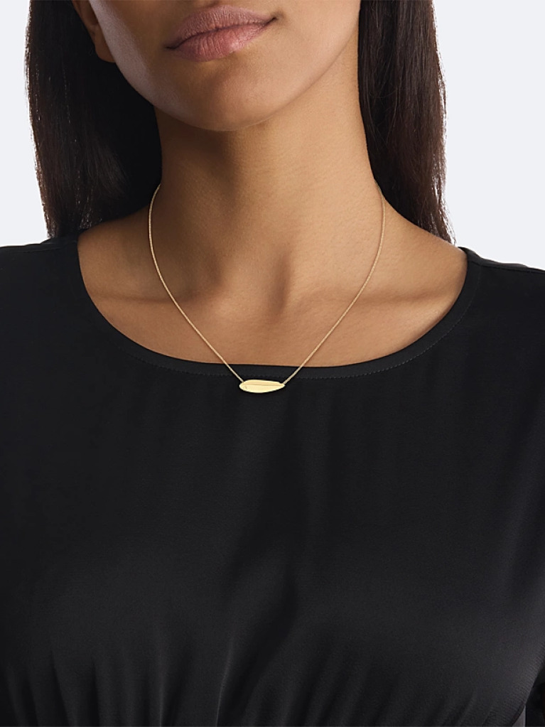 Gold Sculpted Pendant Necklace  Women