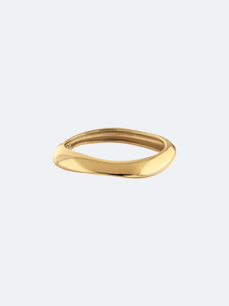 Gold Sculpted Bangle Bracelet  Women