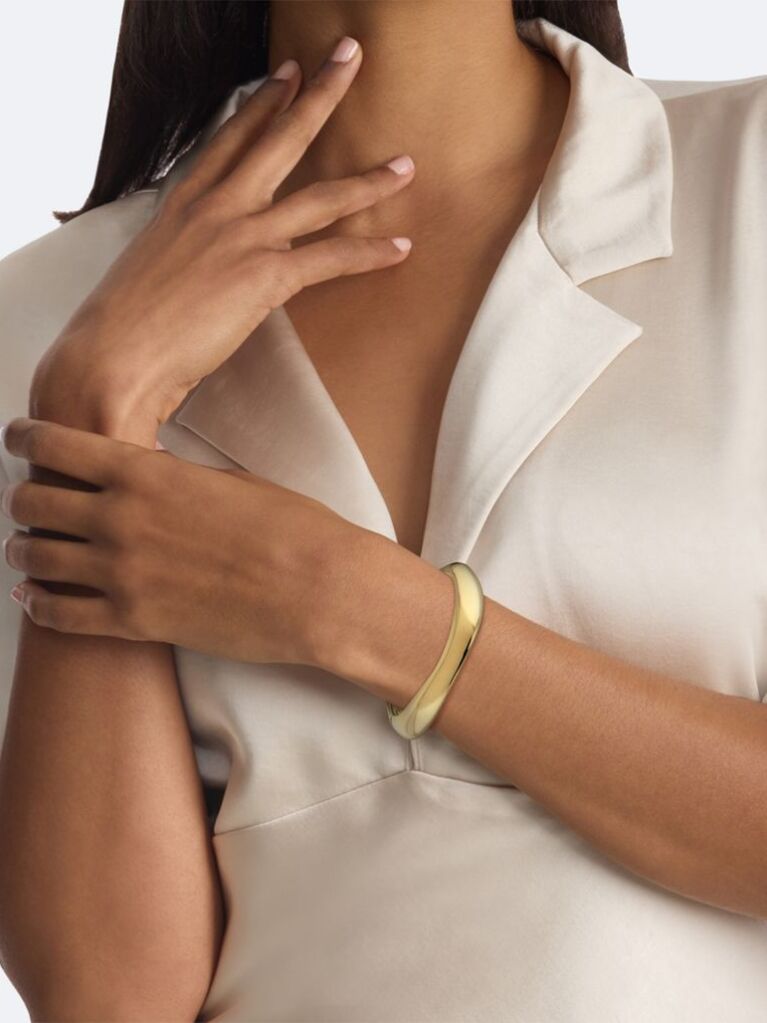 Gold Sculpted Bangle Bracelet  Women