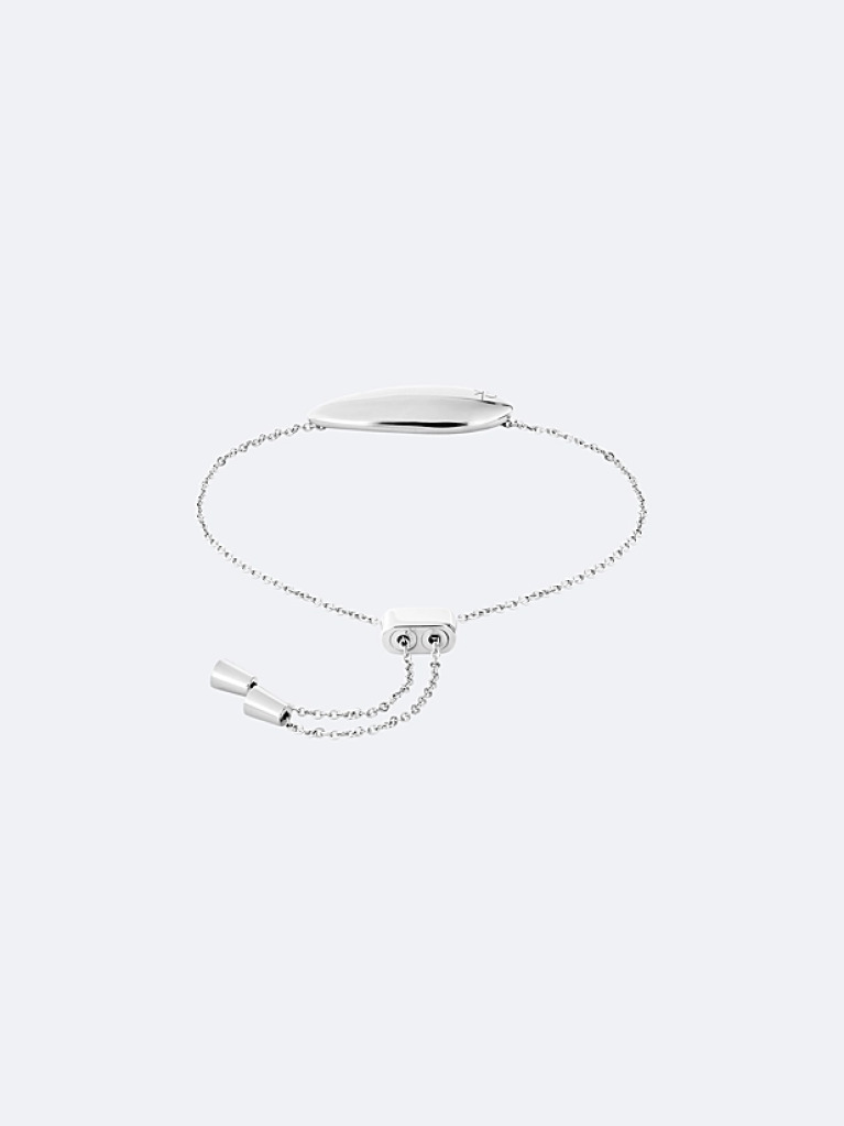 Silver Adjustable Sculpted Bar Bracelet  Women