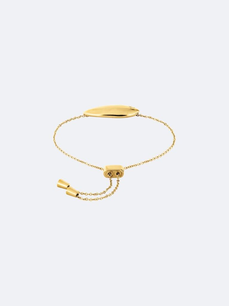 Gold Adjustable Sculpted Bar Bracelet  Women