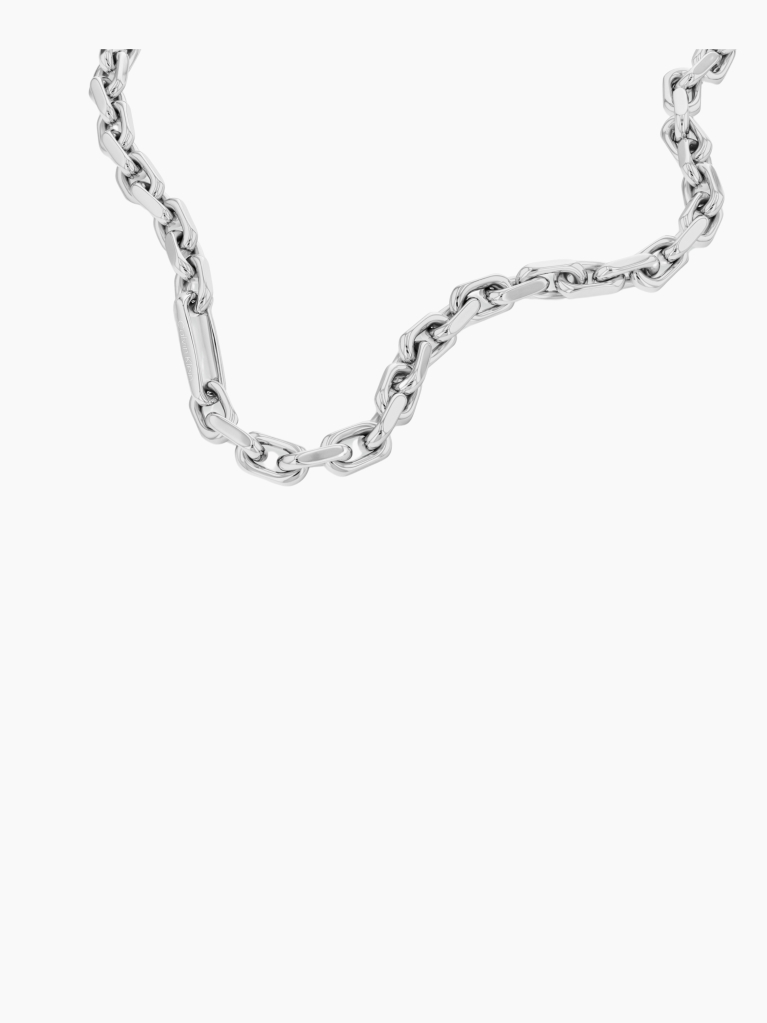 Silver Sculpted Links Necklace  Men