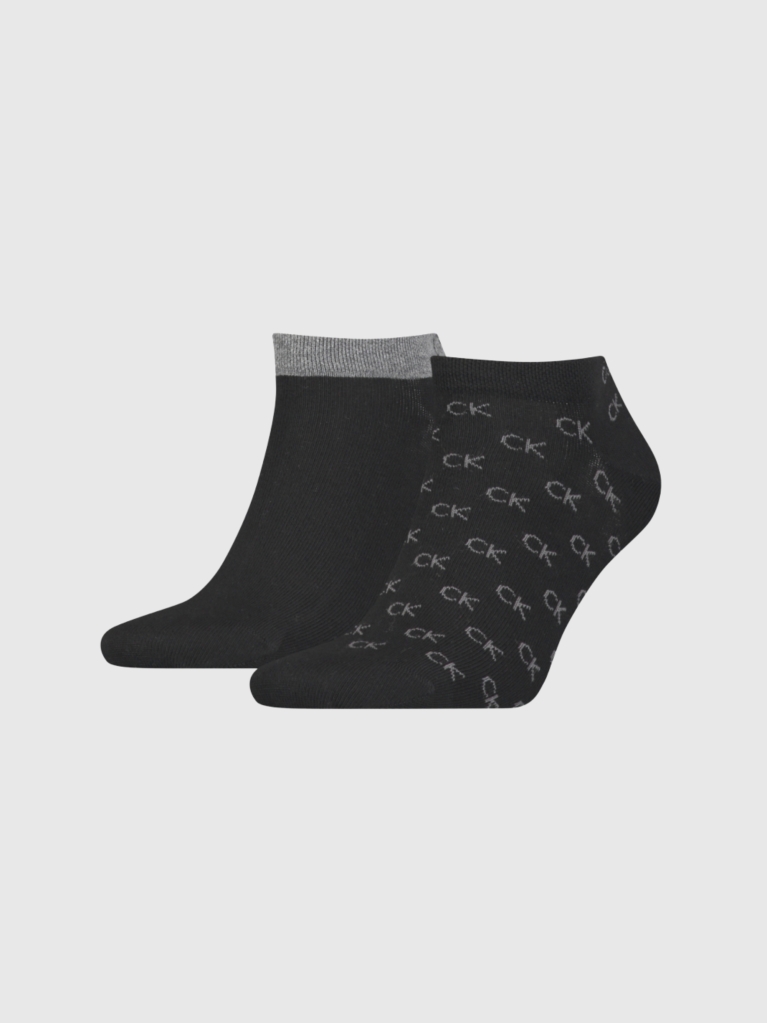 Black Calvin Klein CK Logo Men's Sneaker Socks 2 pack  Men