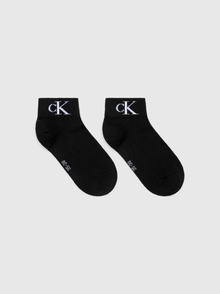 Black 2 Pack Monogram Quarter Socks  Women