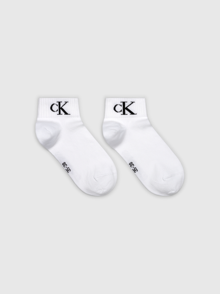 White 2 Pack Monogram Quarter Socks  Women