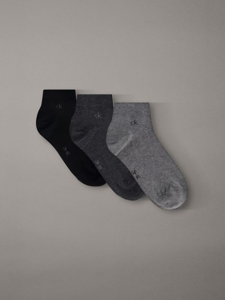 Grey 3 Pack Soft Cotton Stretch Ankle Socks  Men