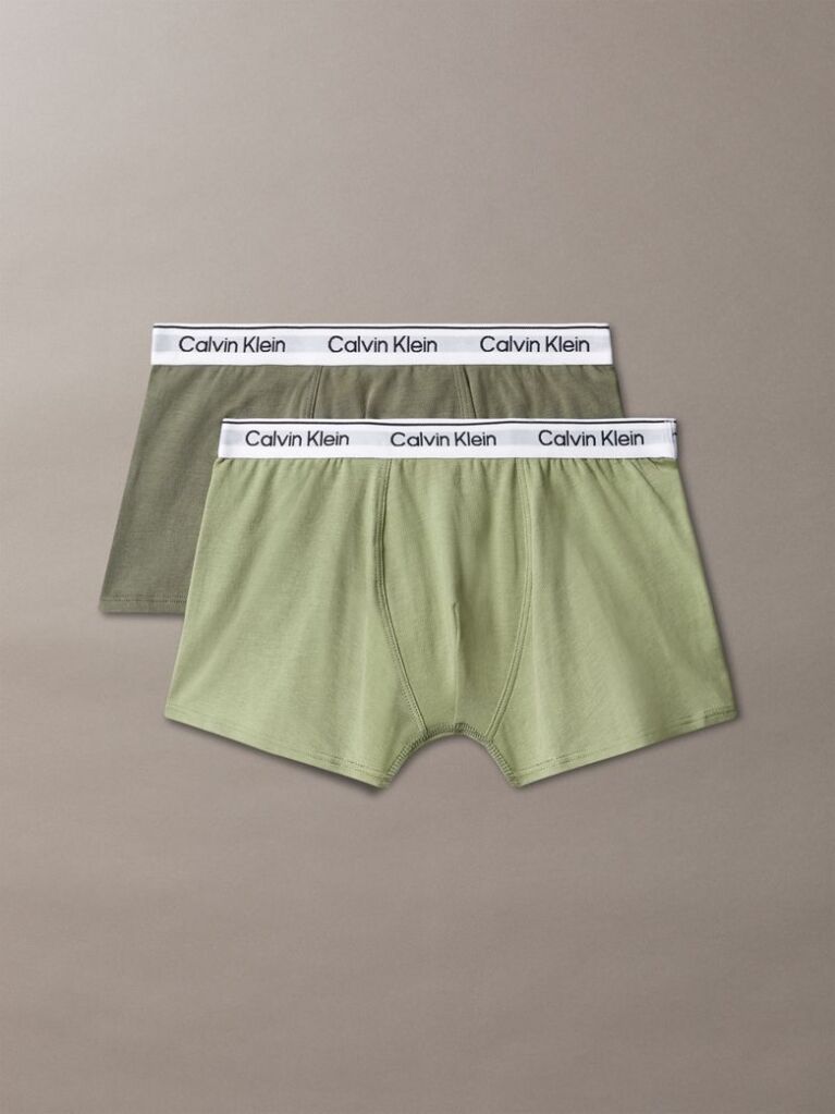 Green 2 Pack Boys Trunks - Icon Cotton Stretch  Boys