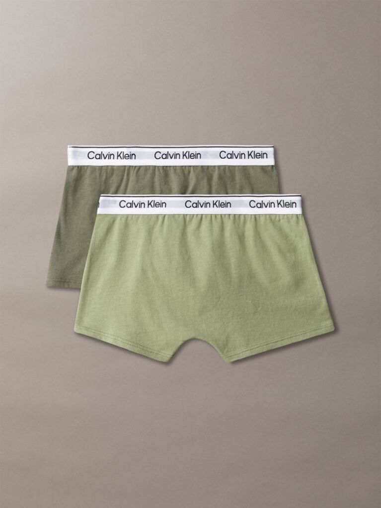 Green 2 Pack Boys Trunks - Icon Cotton Stretch  Boys
