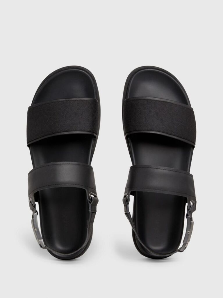 Black Logo Jacquard Sandals  Men