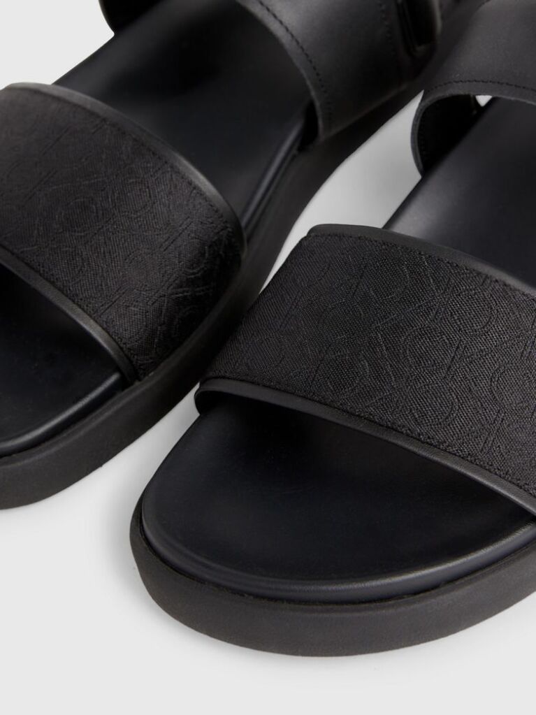 Black Logo Jacquard Sandals  Men