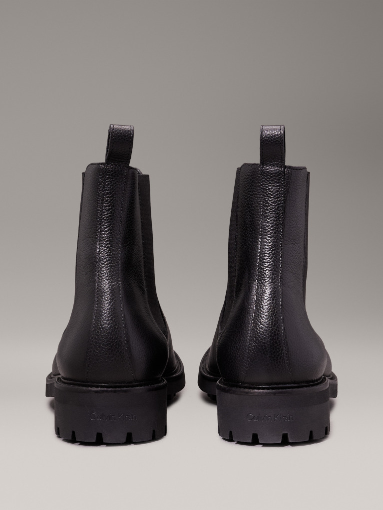 Black Leather Chelsea Boots  Men