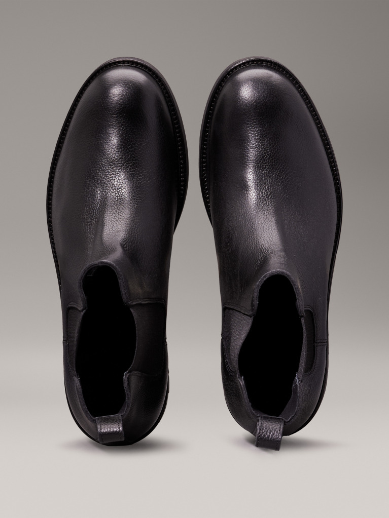 Black Leather Chelsea Boots  Men